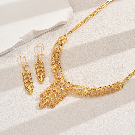 Изысканный комплект из ожерелий и серег из сплава с полыми пшеничными колосками для женщин