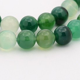 Natural Green Onyx Agate Dyed Round Bead Strands