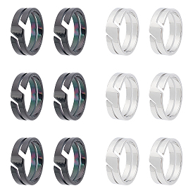 Unicraftale 12Pcs 2 Colors 304 Stainless Steel Finger Ring, Promise Friendship Ring for Women
