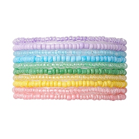 10Pcs 5 Colors Glass Seed Beaded Stretch Bracelet Sets, Stackable Bracelets for Women