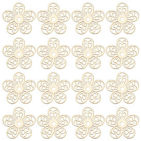 50 шт. обшивка стойки 304 филигранные соединения из нержавеющей стали, гравированные металлические украшения, без никеля , цветок