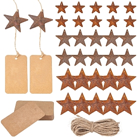 Звездная ржавчина железо большие подвески, с джутовым шнуром