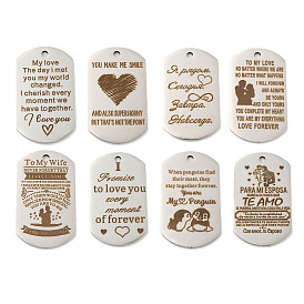 Valentine's Day 201 Stainless Steel Pendants, Love Message Charms, Oval with Word Charms