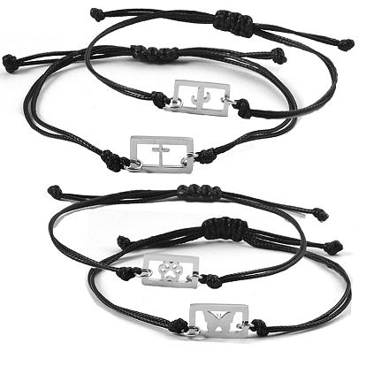 Регулируемые браслеты из плетеных нейлоновых звеньев, из нержавеющей стали шарм браслеты