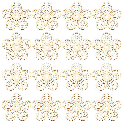 50 шт. обшивка стойки 304 филигранные соединения из нержавеющей стали, гравированные металлические украшения, без никеля , цветок