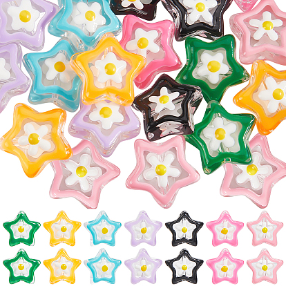 28шт 7 цветные стеклянные бусины нити, бусины ручной работы, с эмалью, звезда