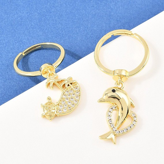 Регулируемые латунные кольца-подвески с микропаве из кубических цирконий для женщин, долговечный, реальный 18 k позолоченный