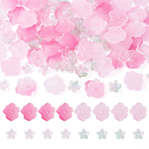 100 шт 4 цвета прозрачные стеклянные бусины, лист и цветок лотоса, спекающийся лак