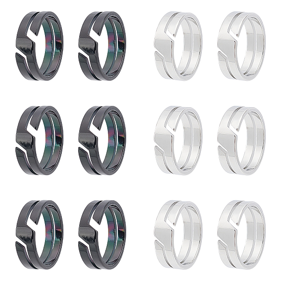 Unicraftale 12Pcs 2 Colors 304 Stainless Steel Finger Ring, Promise Friendship Ring for Women