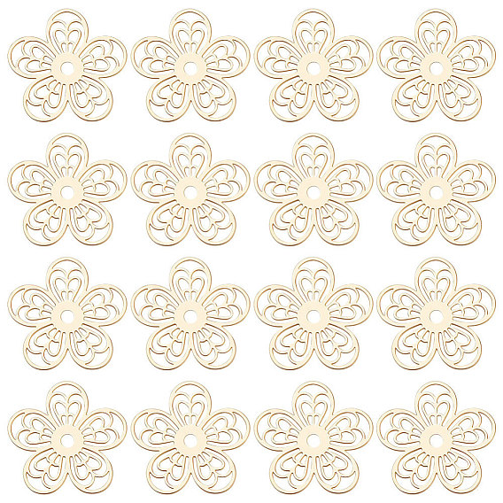 50 шт. обшивка стойки 304 филигранные соединения из нержавеющей стали, гравированные металлические украшения, без никеля , цветок