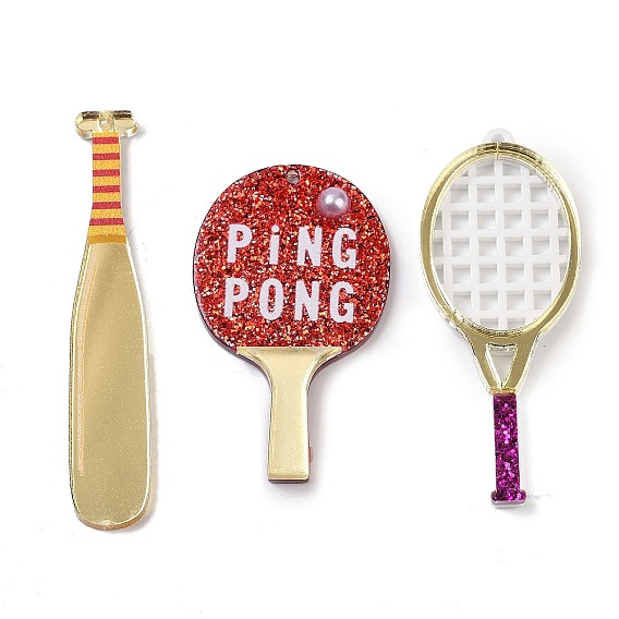 Печатные подвески из непрозрачного акрила, с блестка