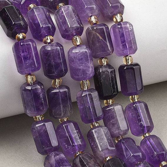 Natürlichen Amethyst Perlen Stränge, facettiert, Kolumne, mit Glasperlen