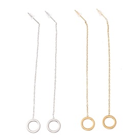 Длинная цепочка с открытым кольцом, серьги-гвоздики с подвесками, 304 ушная нить из нержавеющей стали для женщин