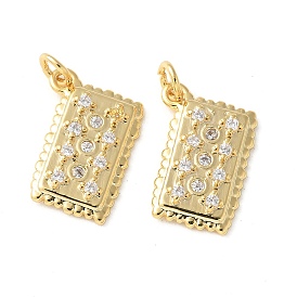 Латунные микропаве прозрачные подвески с фианитом, прямоугольник амулеты, без кадмия и без свинца, долговечный, стойки покрытие, с целью перехода в кольце