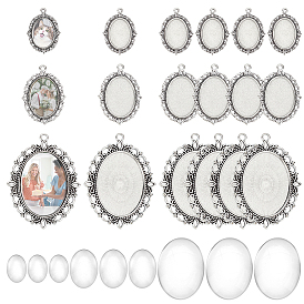 Сделай сам подвески, включая плоский овальный кулон из сплава в тибетском стиле, Кабошоны из стекла