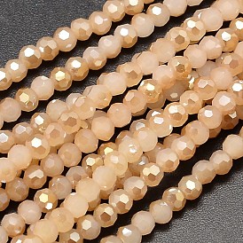 Brins de perles de verre plaquées imitation jade à facettes (à facettes) rondes demi-arc-en-ciel, 32mm, Trou: 4mm, Environ 1 pcs/chapelet, 100 pouce