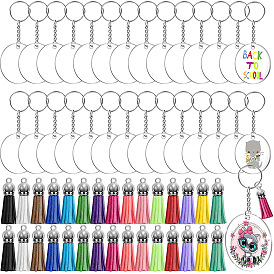 Creative DIY crafts multi-color tassel pendant round acrylic key chain blank ornament