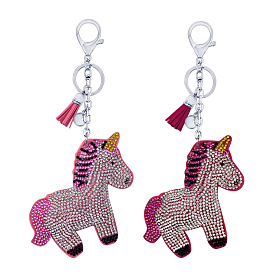 Magical Unicorn Keychain with Tassel and Rhinestone for Bags and Purses