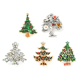 Christmas Tree Theme Zinc Alloy with Rhinestone Brooches, Enamel Pins
