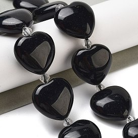 Natural Obsidian Beads Strands, Heart, with Seed Beads