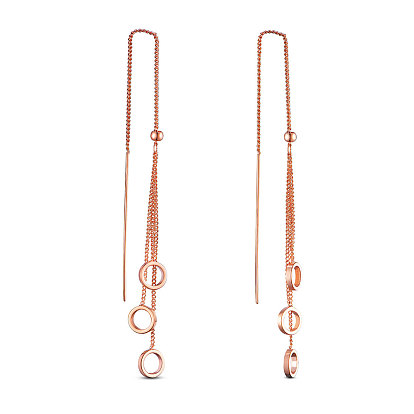 Brass Stud Earring, Ear Threads, with Curb Chains and Round Beads, Ring