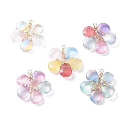 Стеклянные подвески из проволоки, с латунной фурнитурой , 