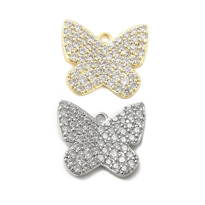 Латунные микро проложить кубического циркония прелести, бабочка, без свинца и без кадмия, долговечный