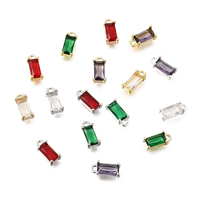 Латунь стекло кулоны, прямоугольник амулеты, граненые, стойки покрытие, долговечный, без свинца и без кадмия