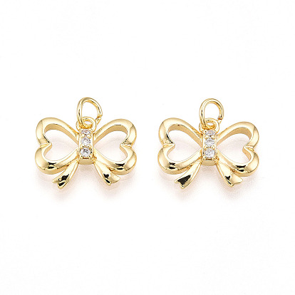 Латунные микро проложить кубического циркония подвески, без кадмия и без свинца, бантом прелести, с целью перехода в кольце