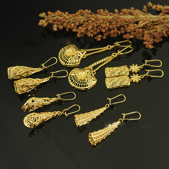 Латунные полые серьги-кольца, золотые