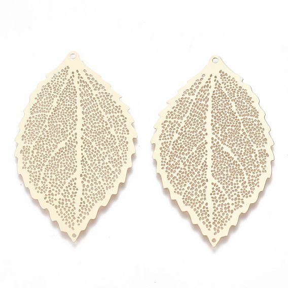 Brass Links Connectors, Etched Metal Embellishments, Leaf