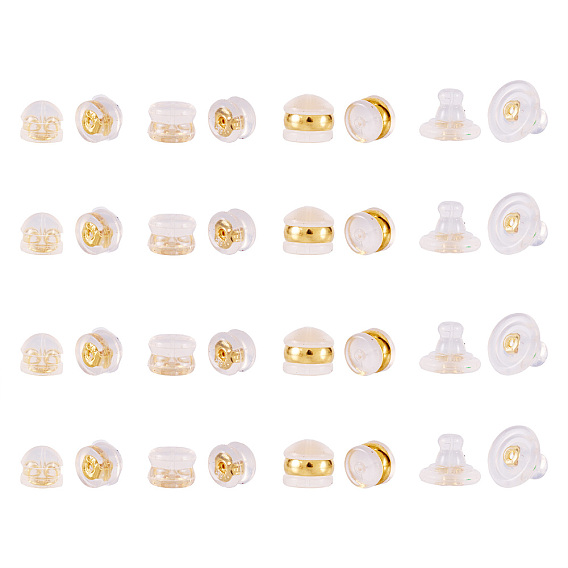 24 шт. 4 стили латунные гайки-гвоздики, с пластиковыми гайками уха, латунные силиконовые гайки-ушки