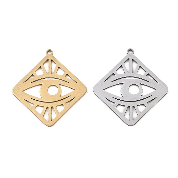 201 подвески из нержавеющей стали, ромб с подвеской в виде глаза