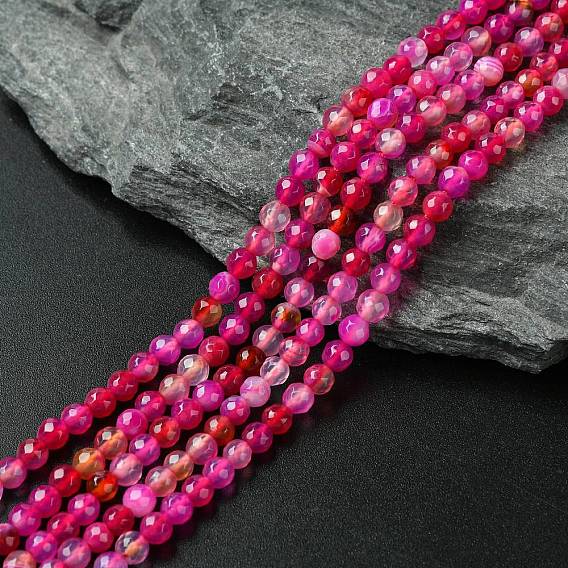 Природный агат бисер нитей, окрашенные, граненые, круглые