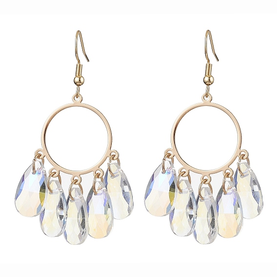 304 из нержавеющей стали болтаться серьги, серьги-люстры из стекла для женщин