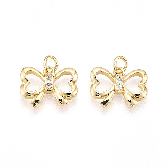 Латунные микро проложить кубического циркония подвески, без кадмия и без свинца, бантом прелести, с целью перехода в кольце