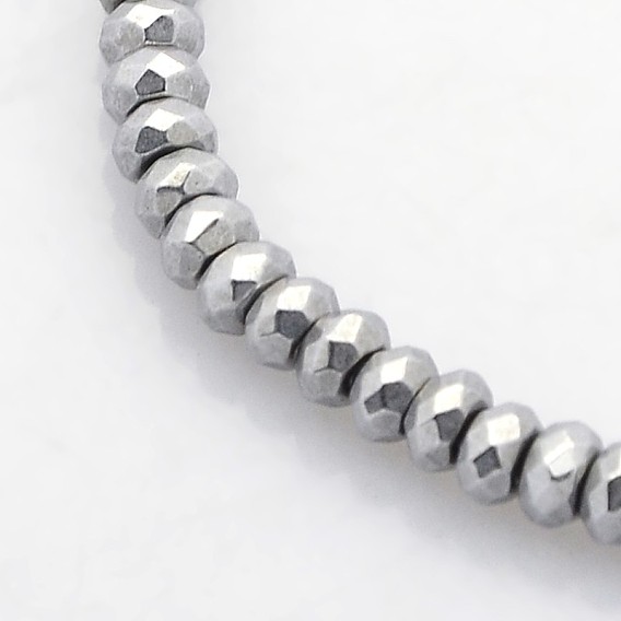 Гальванизировать немагнитных синтетический гематит бисер пряди, граненые, шайба