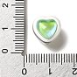 Alloy & Transparent Glass Beads, Matte Silver Color, Two-sided Heart Shape Beads