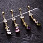Piercing-Schmuck, Messing Zirkonia Nabel Ring, Bauchringe, mit chirurgischem Edelstahlstab, cadmiumfrei und bleifrei