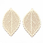 Brass Links Connectors, Etched Metal Embellishments, Leaf