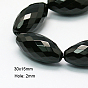 Brins de perles d'onyx noir naturel, teints et chauffée, facette, riz, noir, 30x15mm, Trou: 2mm, 16 pouce, 13 pcs / chapelet