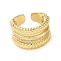 Brass Micro Pave Cubic Zirconia Open Cuff Ring, Triple Layer