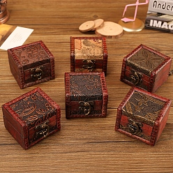 Cajas organizadoras cuadradas de madera retro para almacenamiento de joyas con cierres, cofre del tesoro para pendientes, Anillos, 