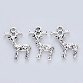 Tibetan Style Alloy Pendants, Cadmium Free & Nickel Free & Lead Free, Elk Christmas Reindeer/Stag