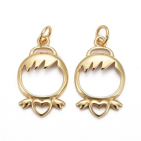 Brass Pendants, Long-Lasting Plated, Angel with Heart