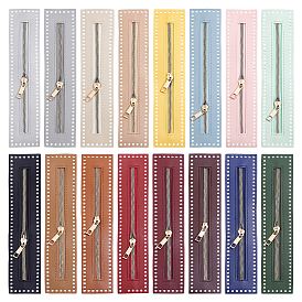 16 piezas 16 colores accesorios de prendas, componente de cierre de cremallera, Piel sintética con tirador de cremallera de PVC, Rectángulo