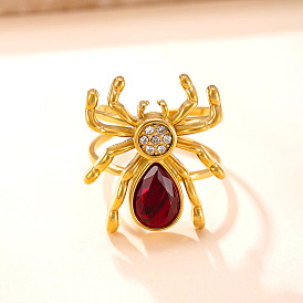 304 нержавеющая сталь с манжетой из кубического циркония с открытыми кольцами, паук