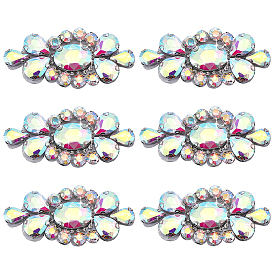 6 pièces de strass en verre, strass de correctif, fleur, platine