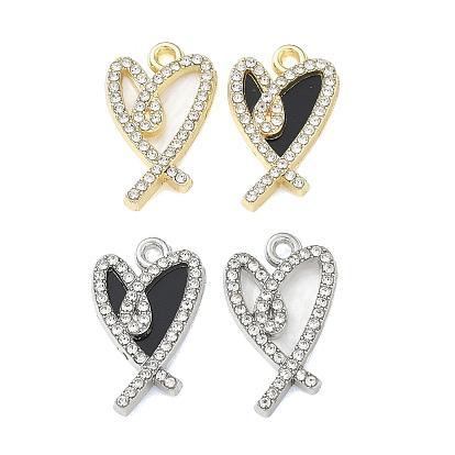 Подвески из сплава и страза, стойки покрытие, с акриловой, шарма сердца