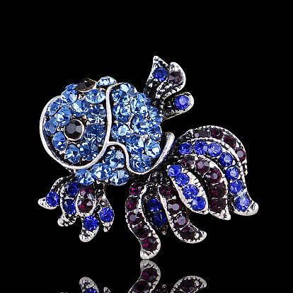 Alloy Rhinestone Brooches, Goldfish Brooches for Women